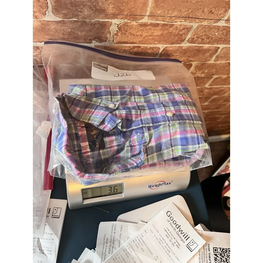 Boys Size 4 Button Down Shirt Ralph Lauren Blue Pink Green‎ Plaid Long Sleeve